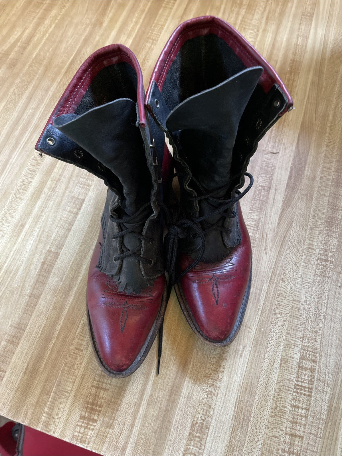 Lace Up Cowboy Boots Size 8