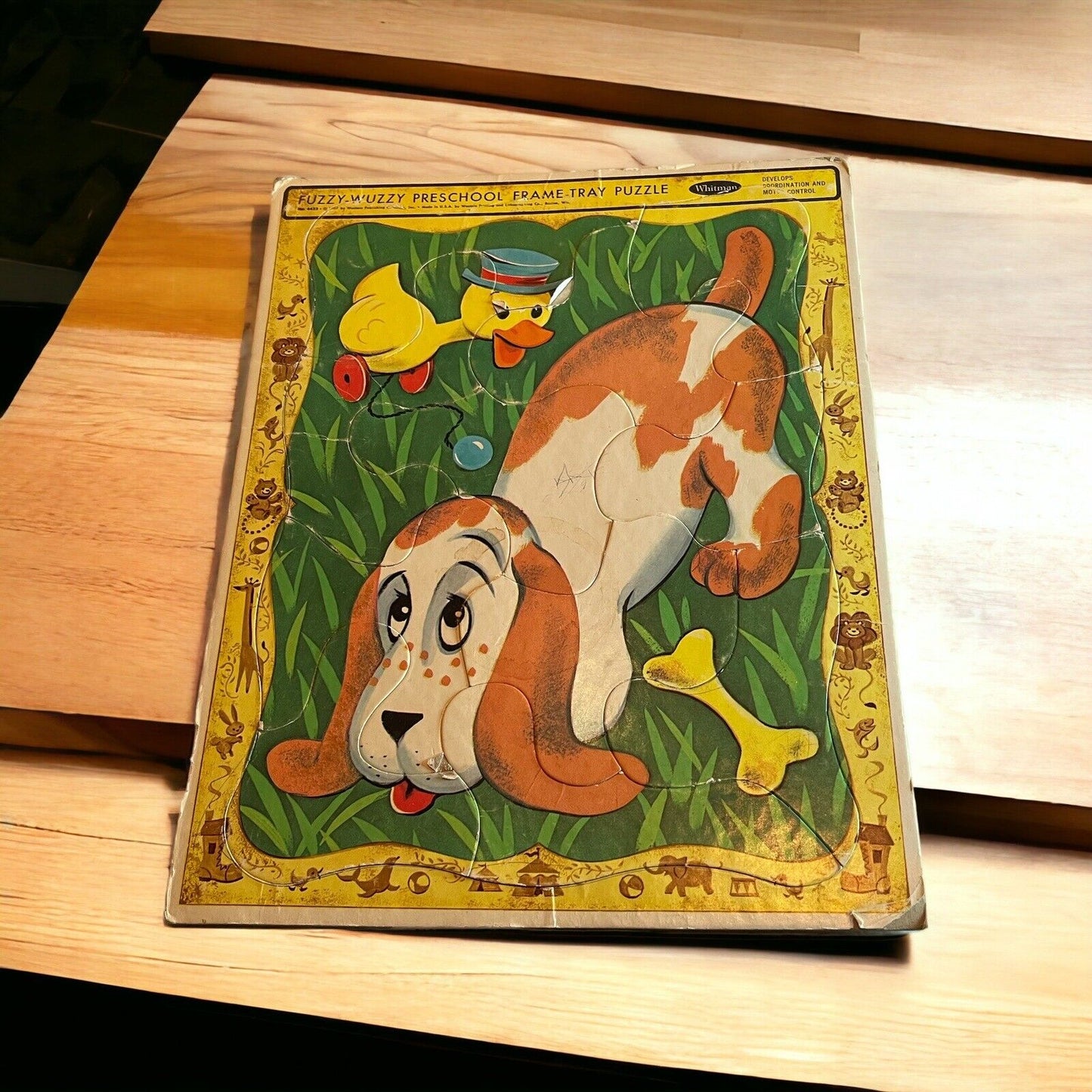 Vintage Fuzzy Wuzzy Preschool Frame Tray Puppy Puzzle 1967 By Whitman