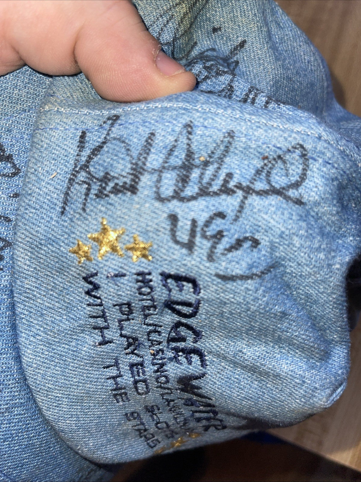 Denim Edgewater Casino SnapBack Autographed By Several Former NFL Players 