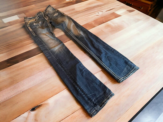 Rock Revival MONA Cuff Straight Distressed Jeans Women’s Size 25