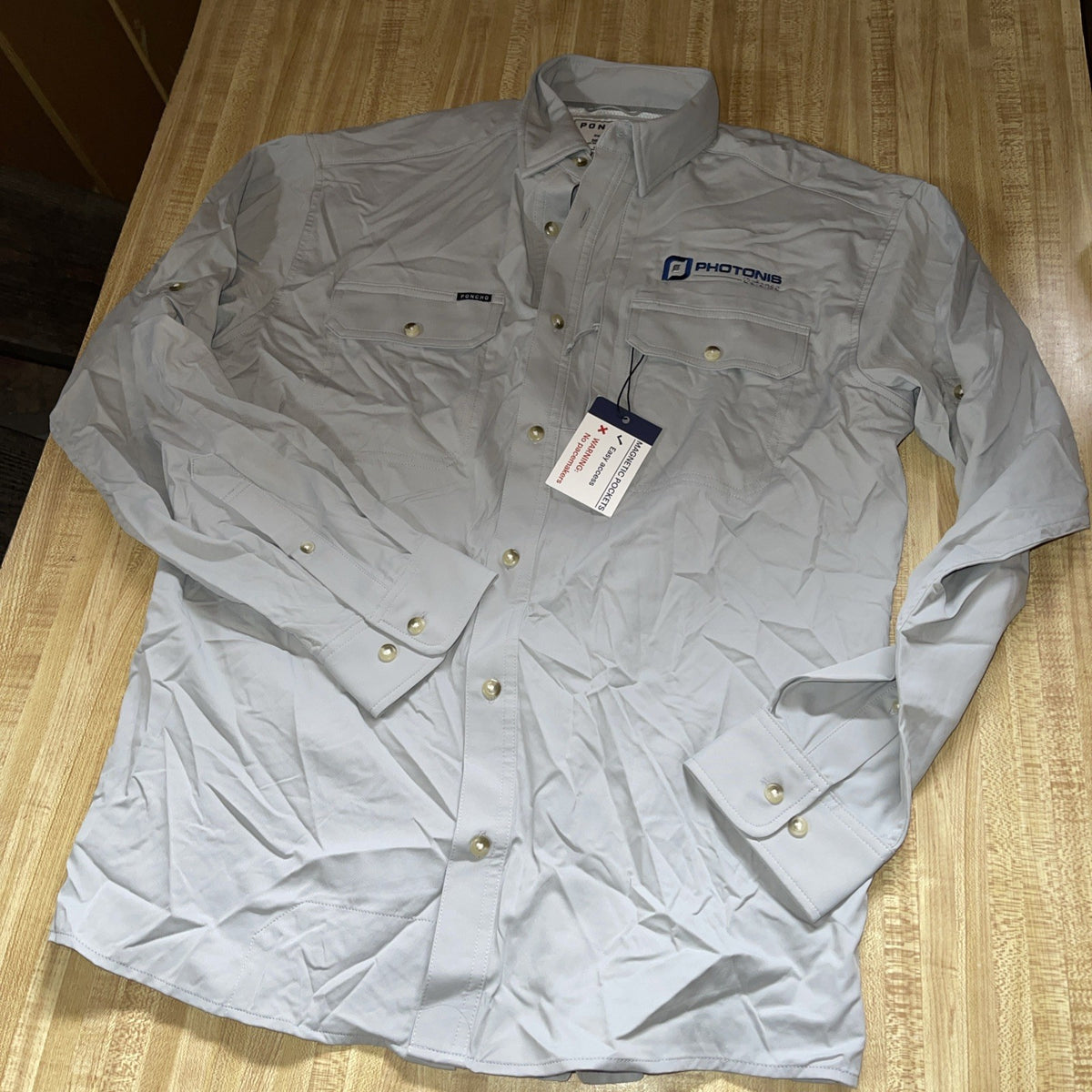 Poncho Button Up Shirt Magnetic Pockets Small 
