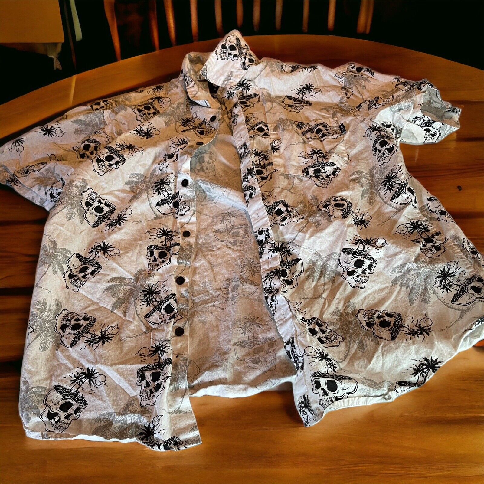 WXYZ Skull All Over Print Hawaiian Style Shirt XL