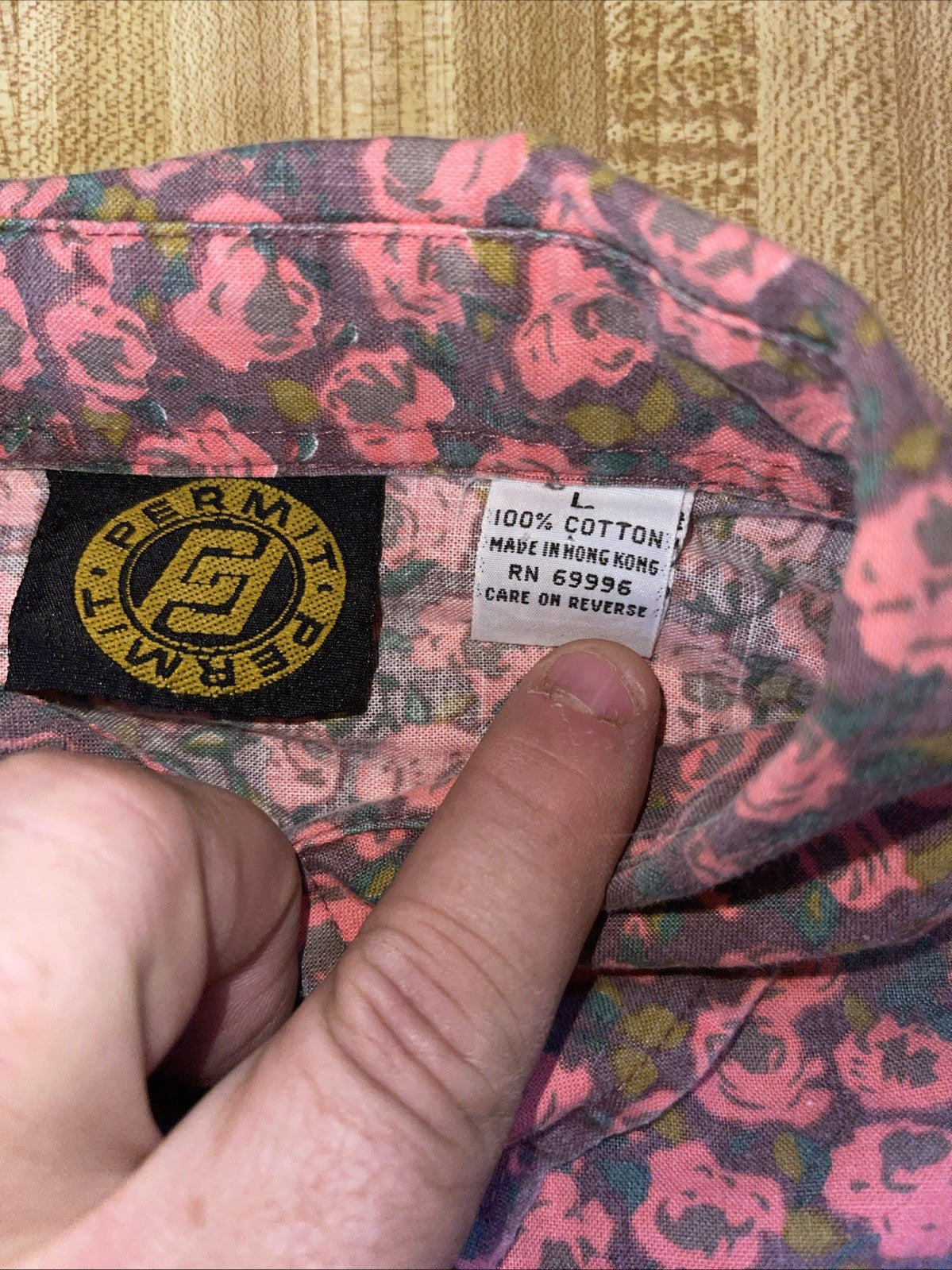 Vintage Permit Permit Button Up Large 