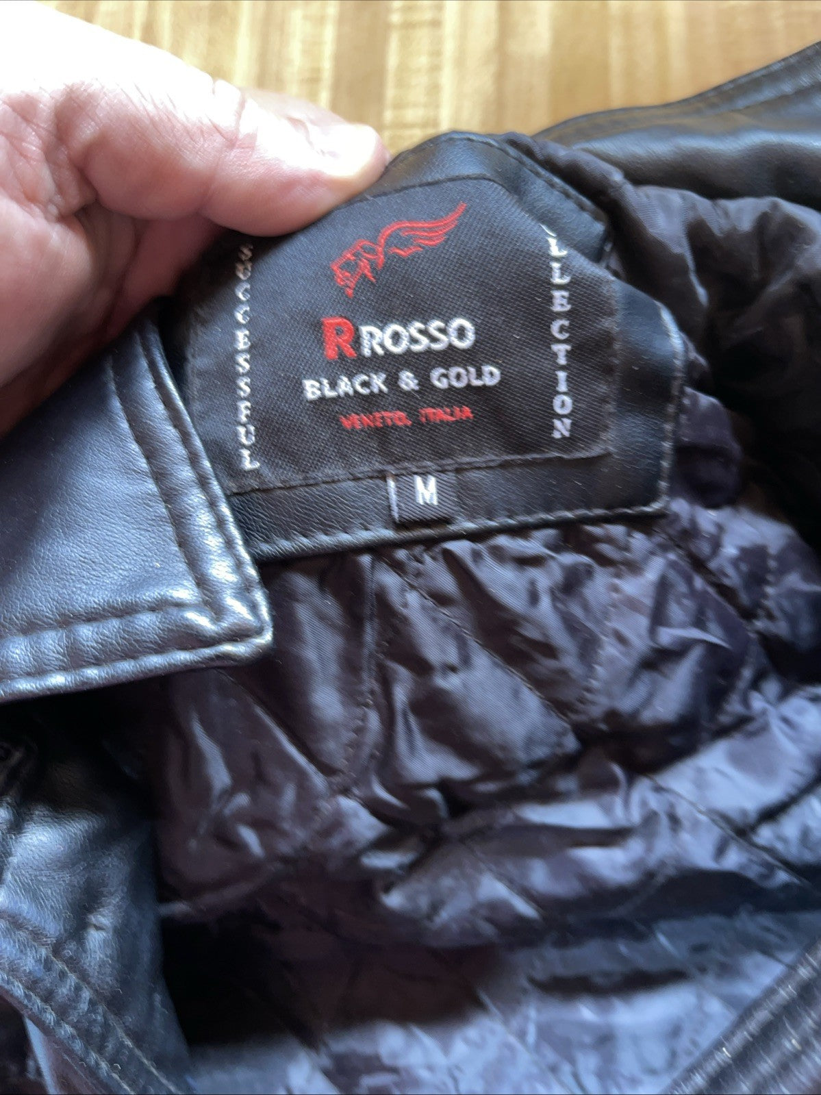 R Rosso Black & Gold Leather Jacket Medium 