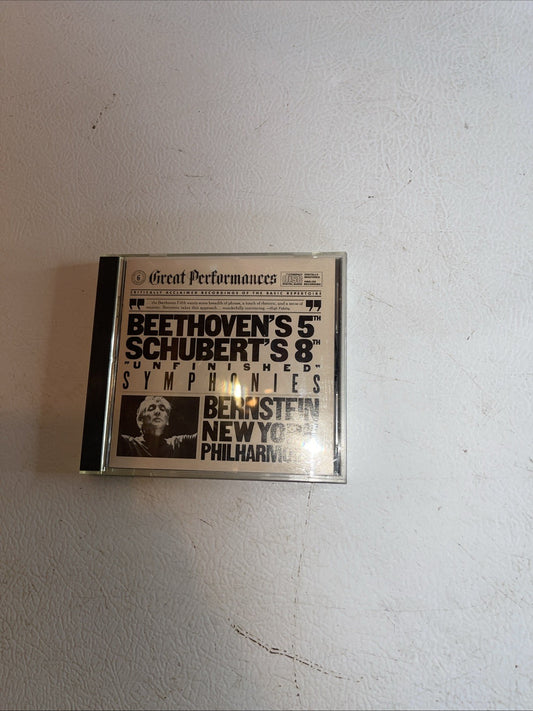 Beethoven's 5th Schubert's 8th Unfinished Symphonies CD Bernstein Ny Phil