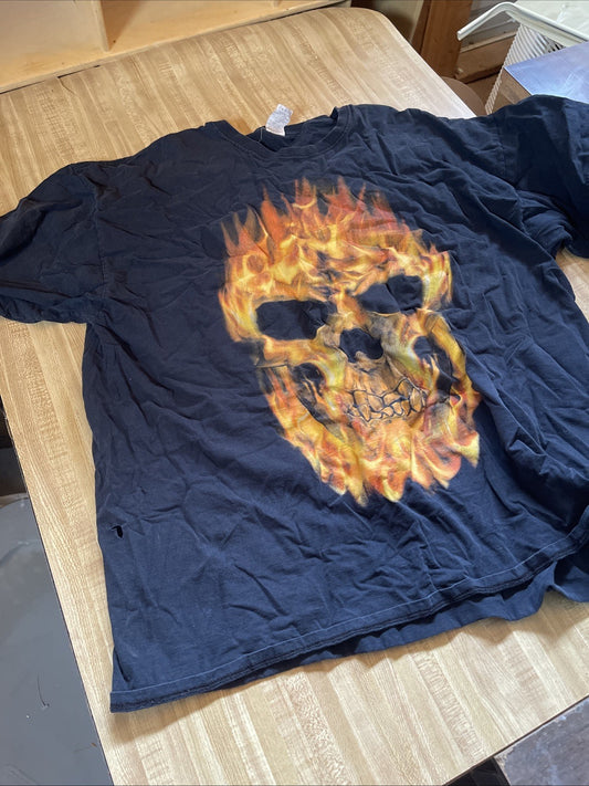 Vintage Flaming Skull T Shirt XL