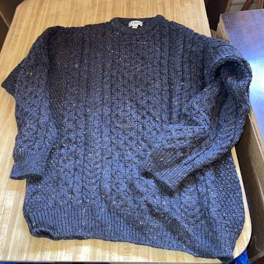 Vintage LL Bean Sweater Large Tall LT Thick Chunky Cableknit Heavy 