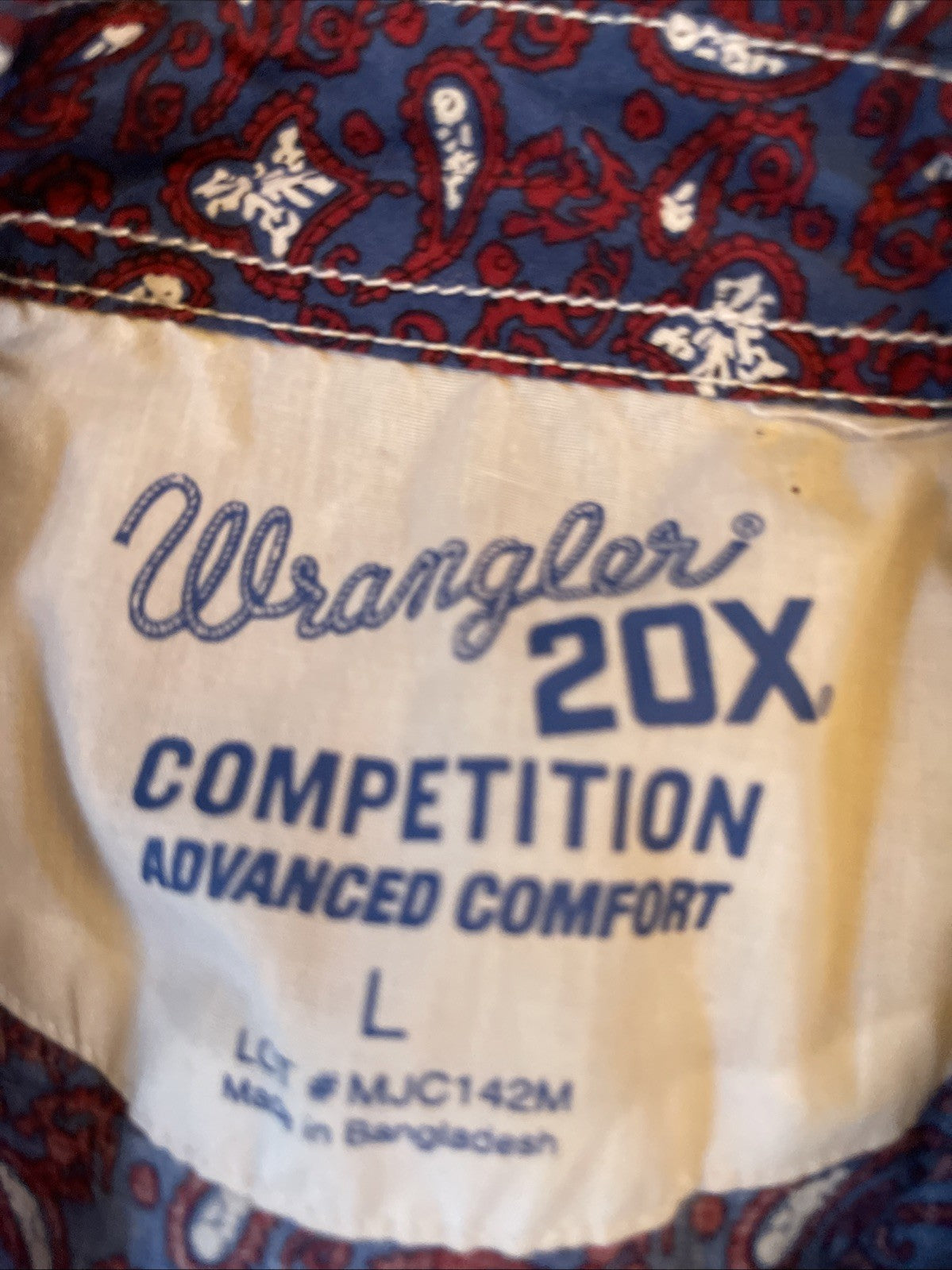 Wrangler 20x Competition Advanced Comfort Pearl Snap Large 