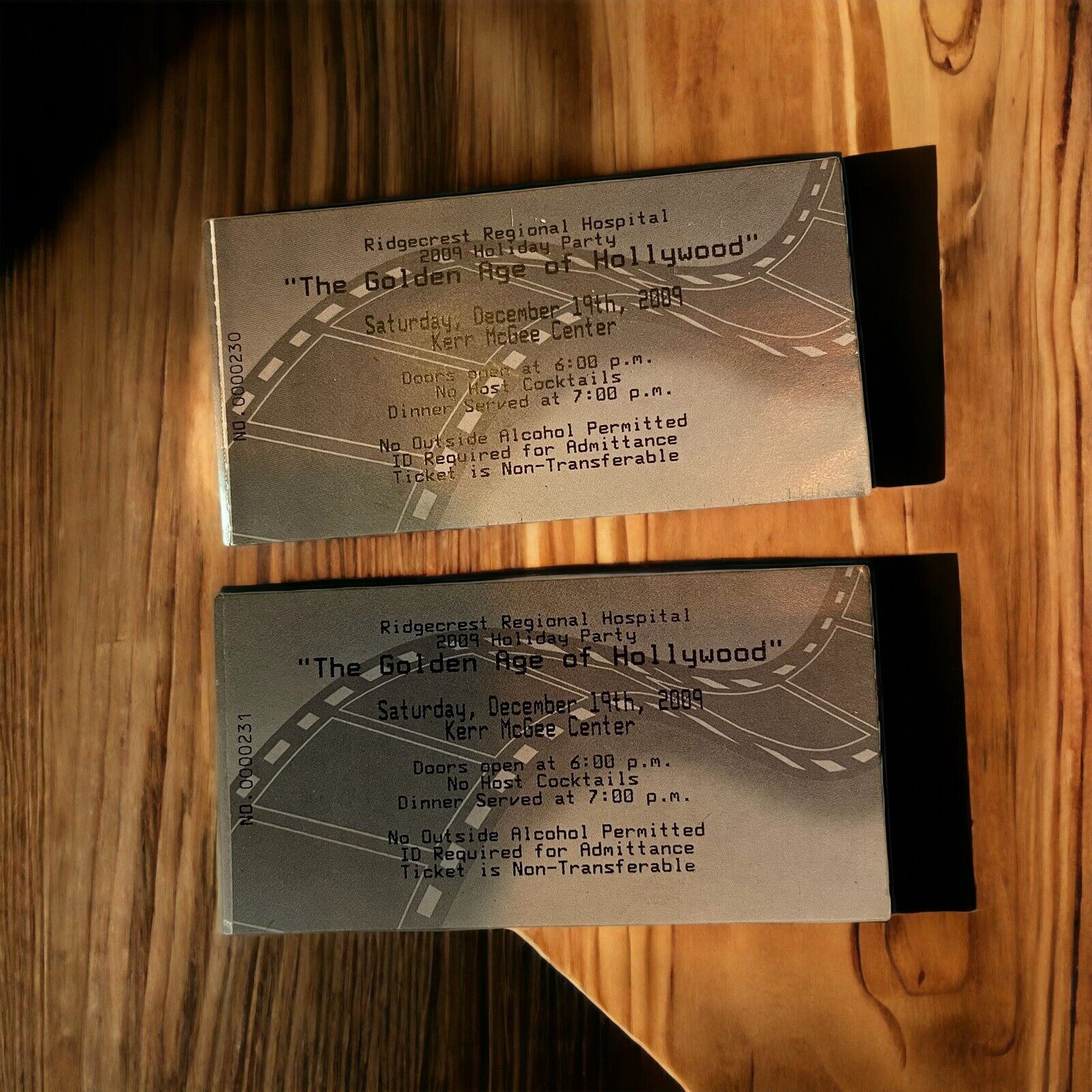 Pair Of Ticket Stubs For The Golden Age Of Hollywood 