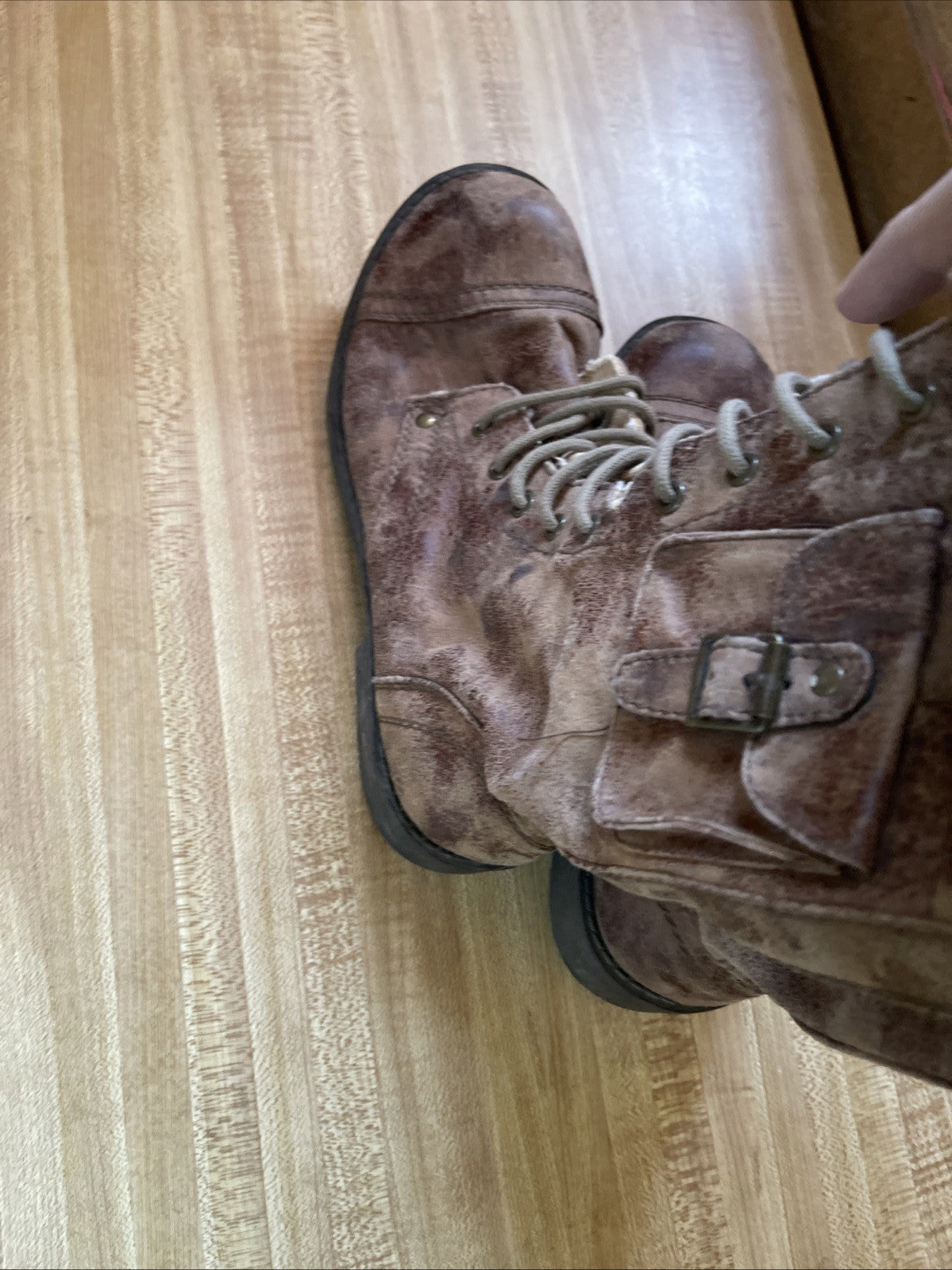 Roxy Side Zip Lace Up Boots 7.5