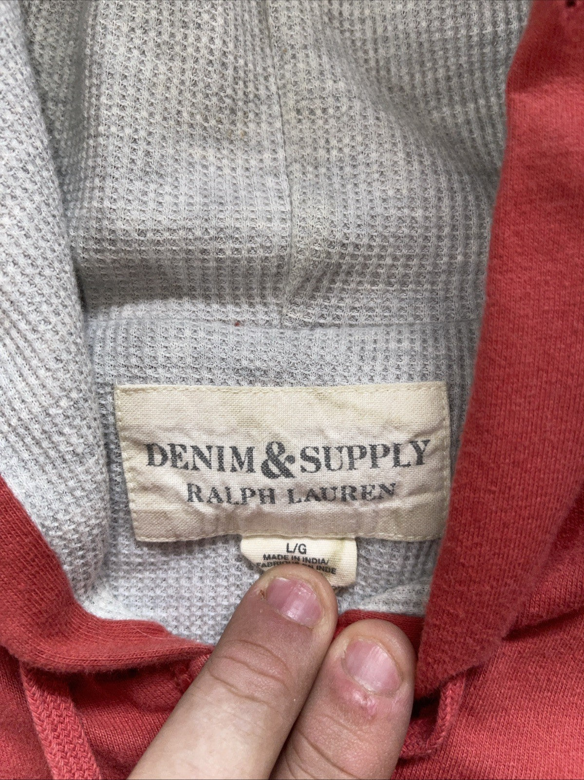 denim supply ralph lauren hoodie mens large Thermal Lined Full Zip