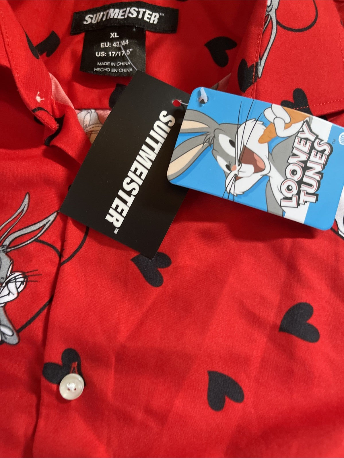 Suitmeister Looney Tunes Bugs Bunny Button Up NWT XL