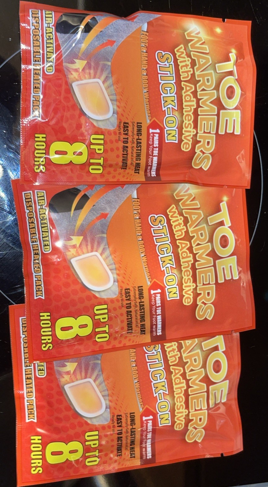 Toe Warmers With Adhesive Stick On
