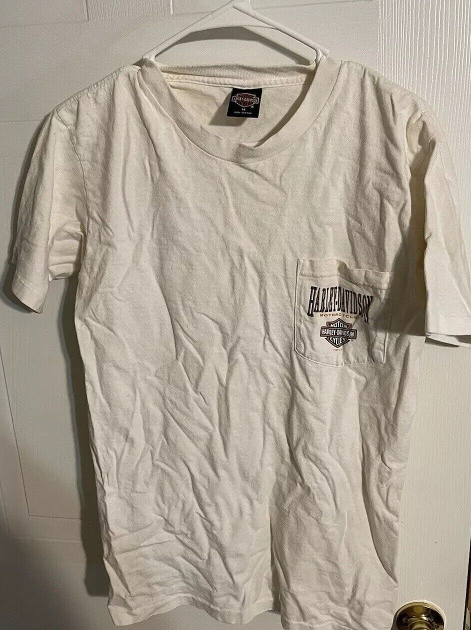 Vintage 1997 Harley Davidson Pocket T Shirt Medium Has Stains