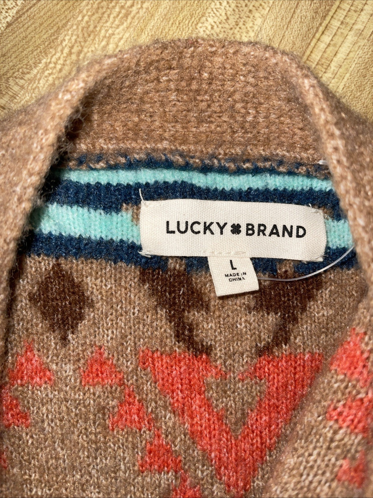 Lucky Brand Aztec Southwestern Cardigan Large 