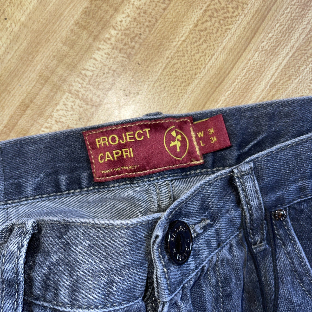Project Capri Jeans Distressed Flared Wide Leg 34/34 NWT