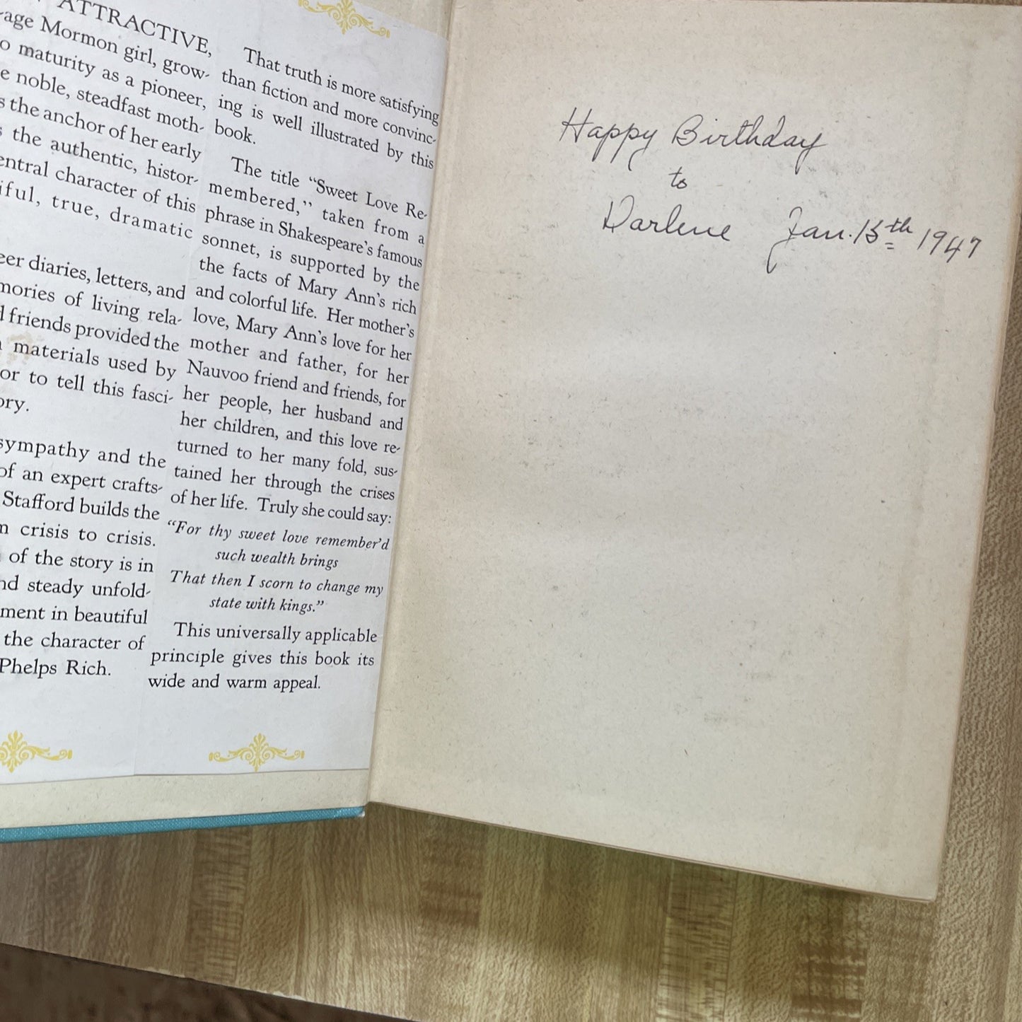 Sweet Love Remembered Hardcover First Edition 