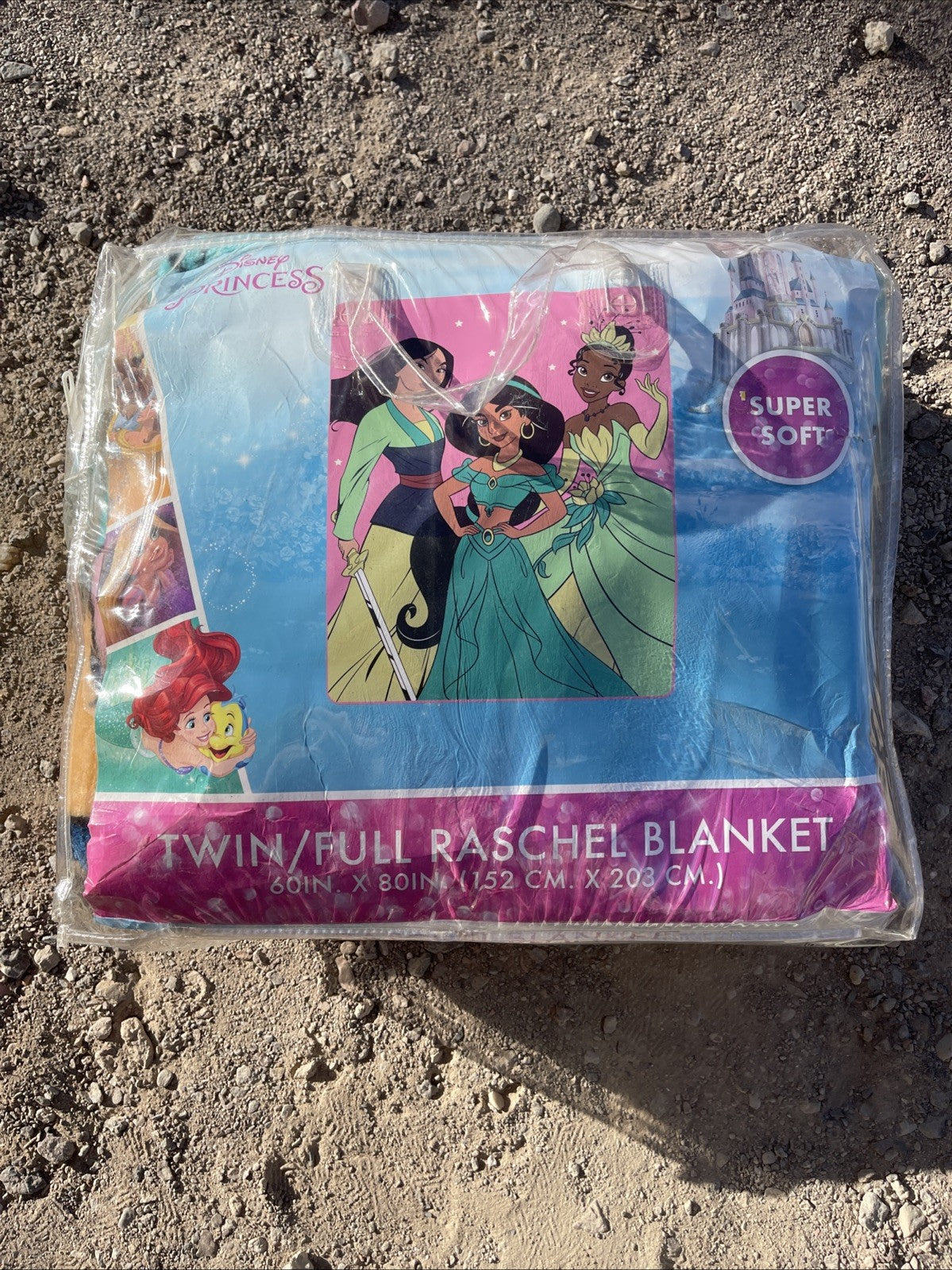 Disney's Princess Tiana Jasmine Mulan Plush Raschel Blanket 60X80
