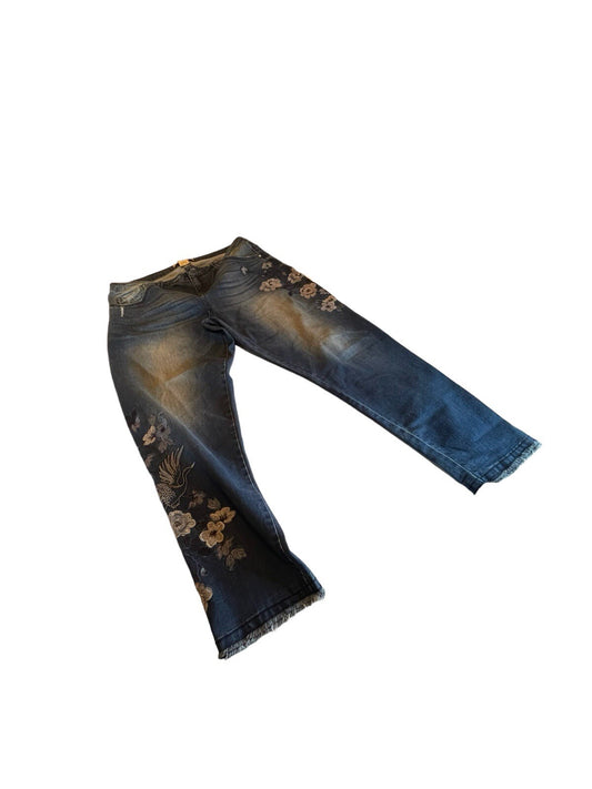 Democracy Jeans Seamless Ankle Skimmer  14 Floral Embroidery