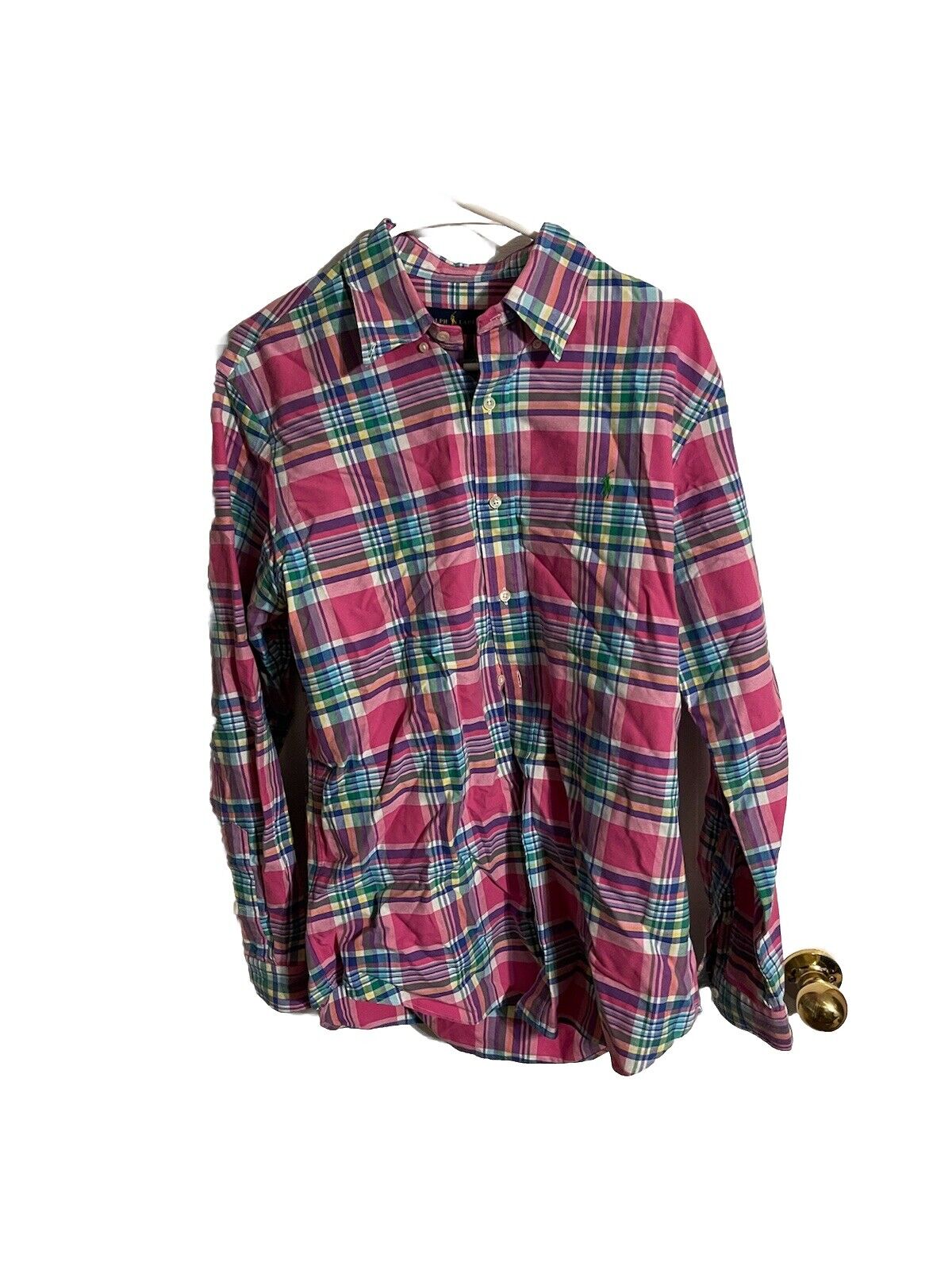 Ralph Lauren Plaid Colorblock Patchwork Button Down Medium 