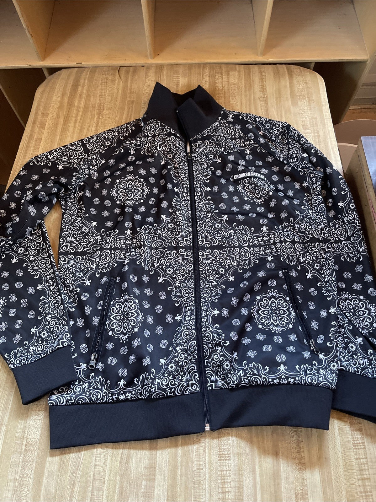 Crooks & Castles Bandanna Print Track Jacket Large Hiphop Streetwear 