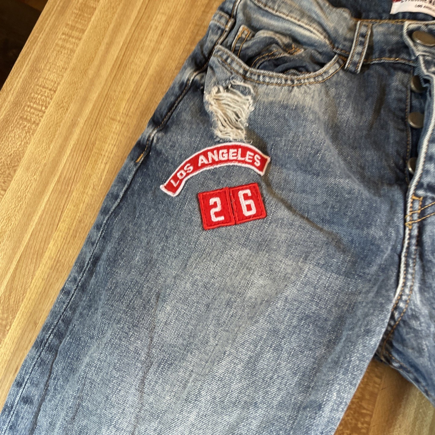 Etienne Marcel Jeans 26 Distressed Embroidered