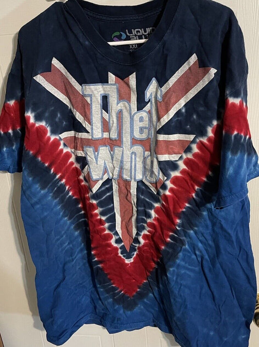 Vintage Liquid Blue T Shirt Mens Size 2XL The Who Long Live Rock Tie Dye Y2K