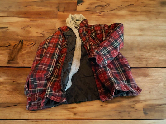 Red Head Quilted Hooded Flannel Shacket Large