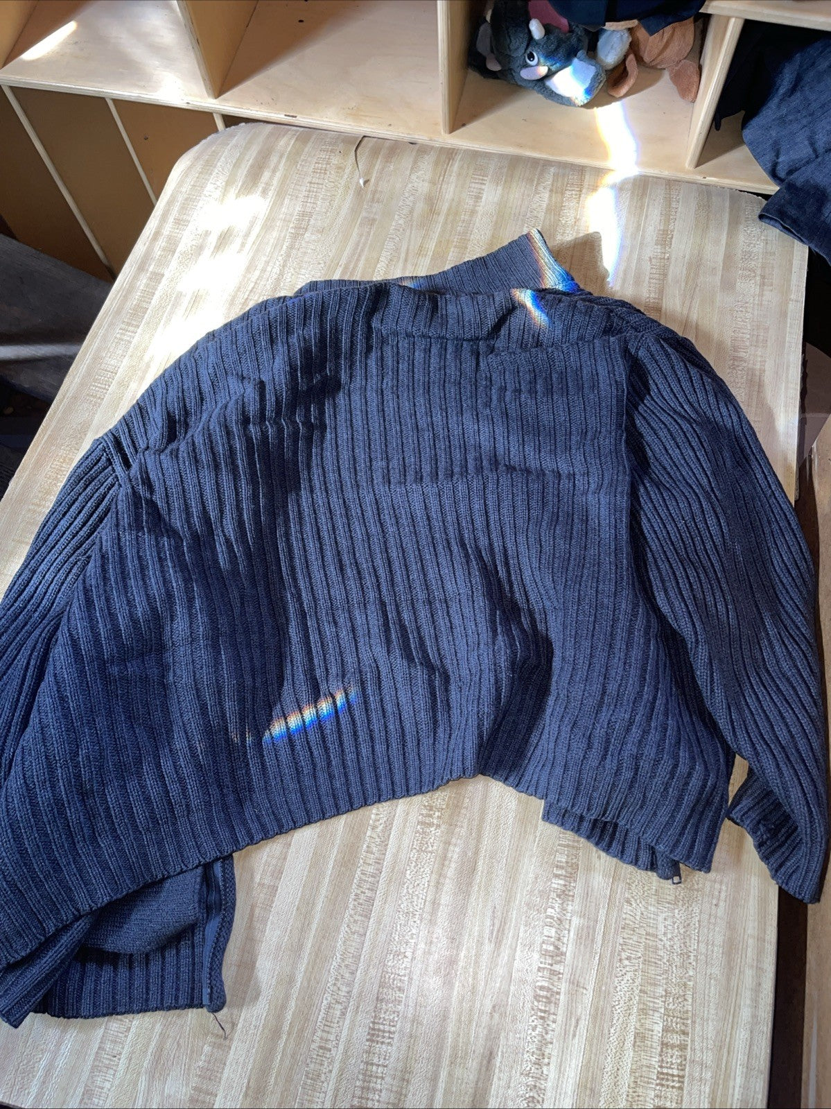 Saks Fifth Avenue Extra Fine Wool Full Zip Heavy Sweater Large 