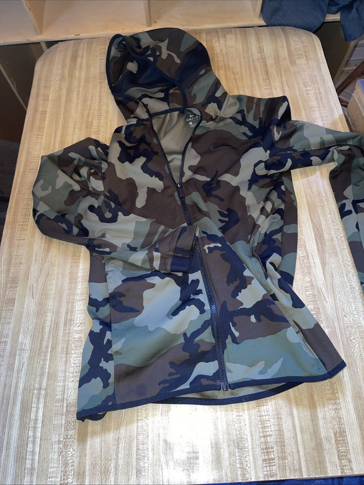 Nike Camo Hoodie Small Side Snap Full Zip