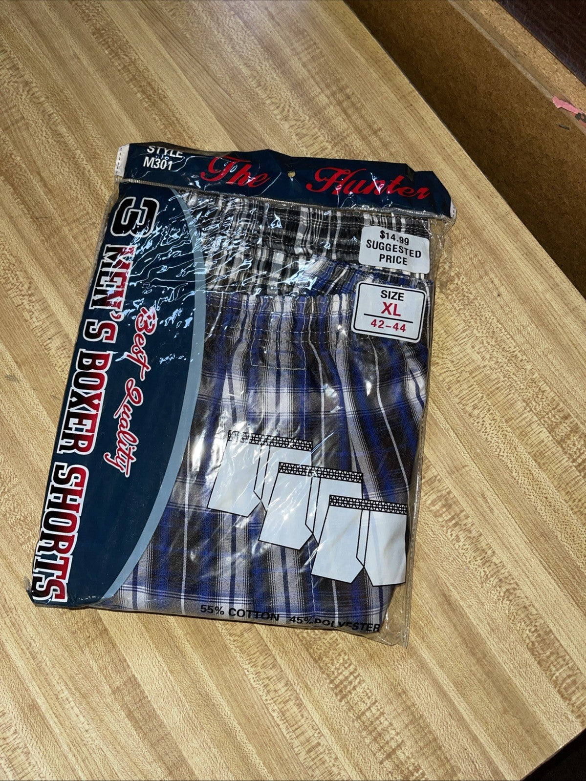 Hunter Boxer Shorts Underwear Men's 3 Pair Pack Plaid Fly Front NWT