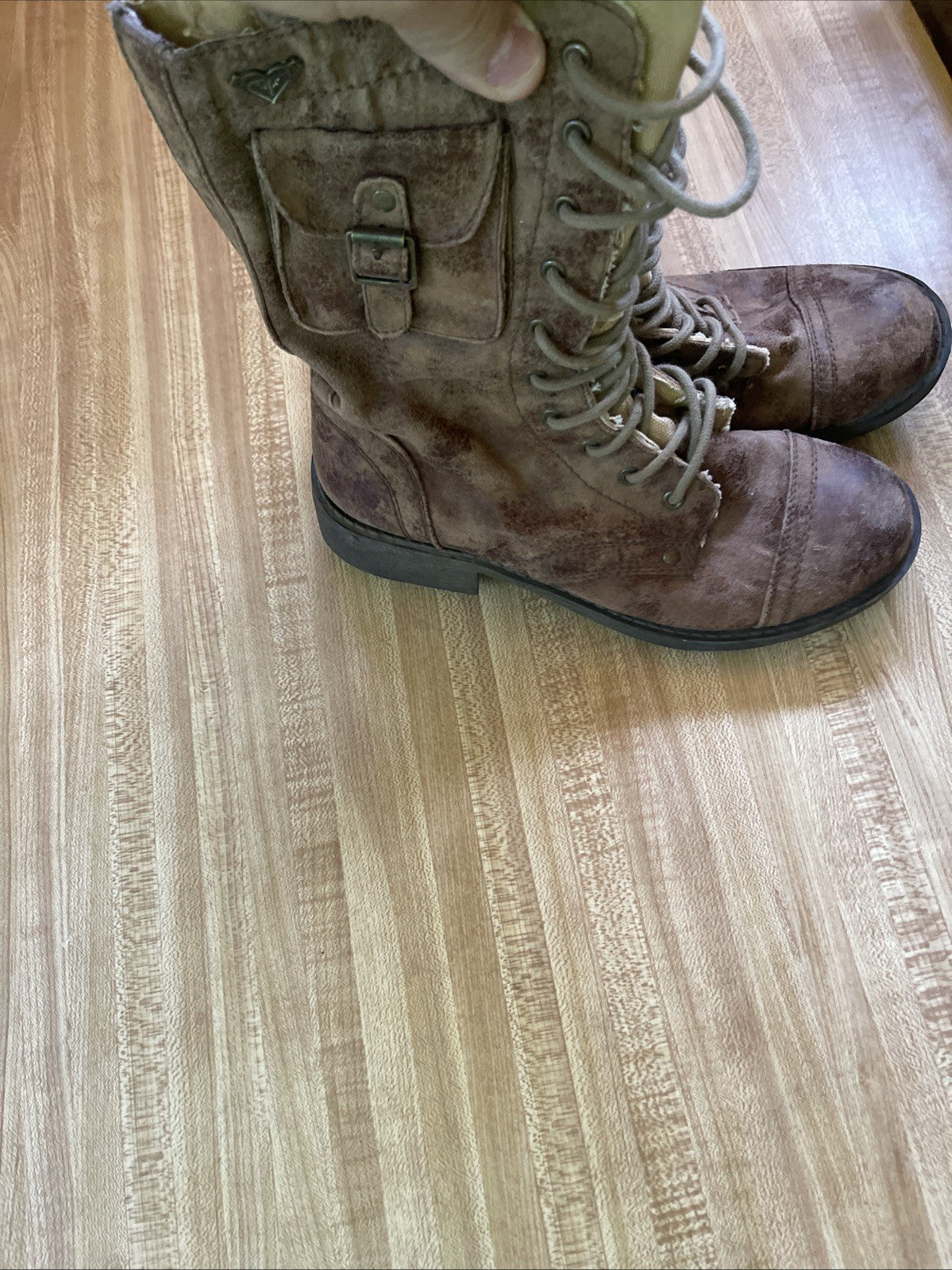 Roxy Side Zip Lace Up Boots 7.5