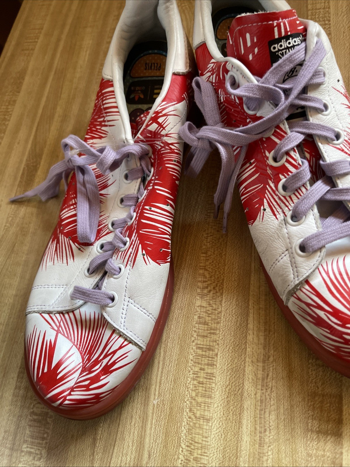 Adidas Stan Smith Pharrell X BBC Size 10.5 Palm Tree Red