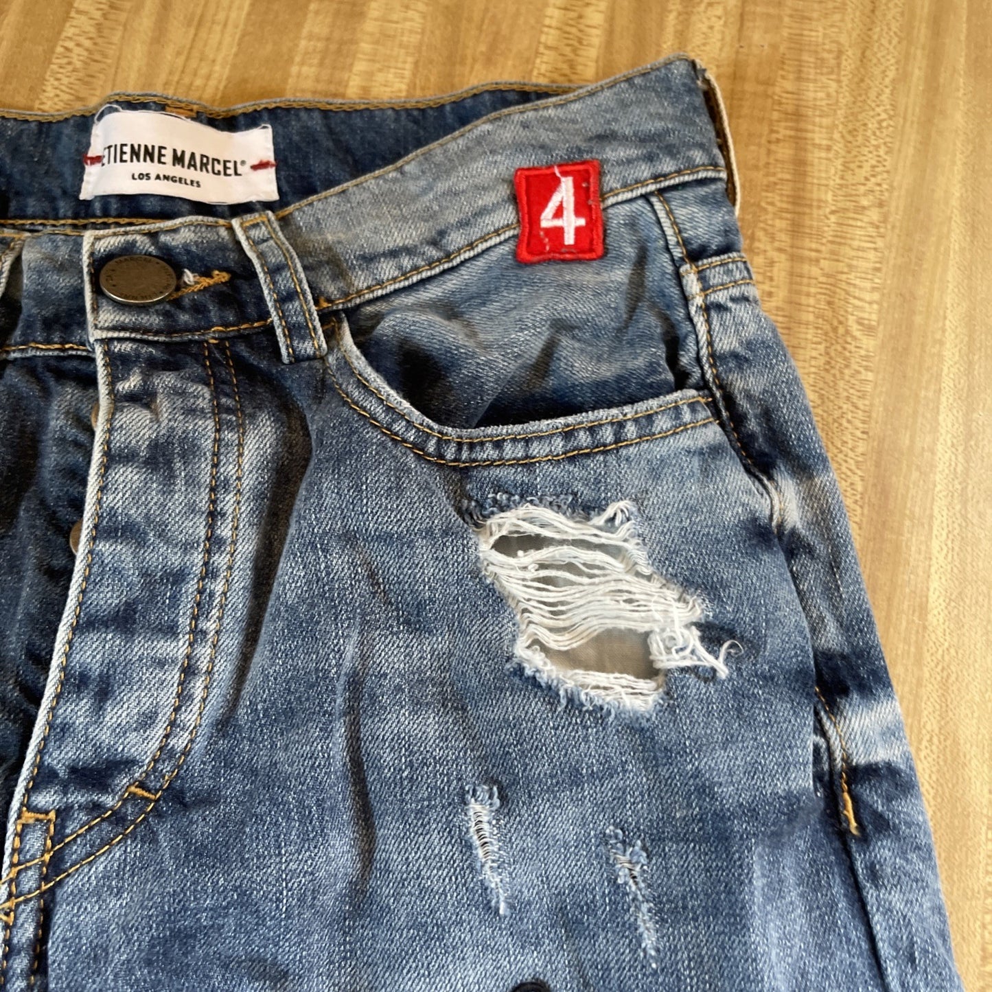 Etienne Marcel Jeans 26 Distressed Embroidered