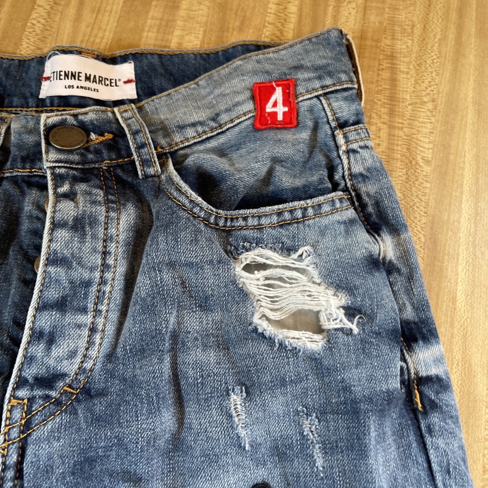 Etienne Marcel Jeans 26 Distressed Embroidered