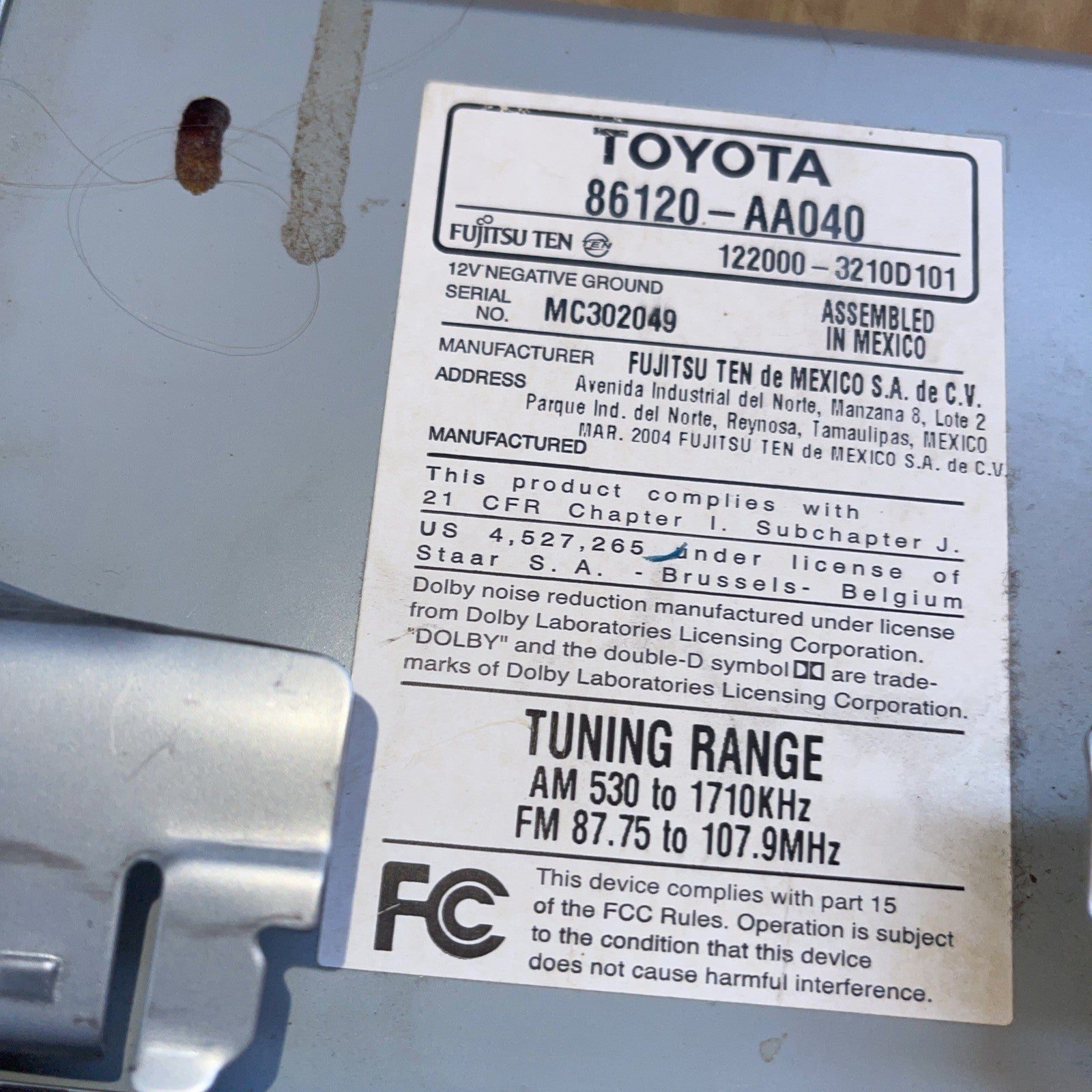 Toyota Car Stereo 