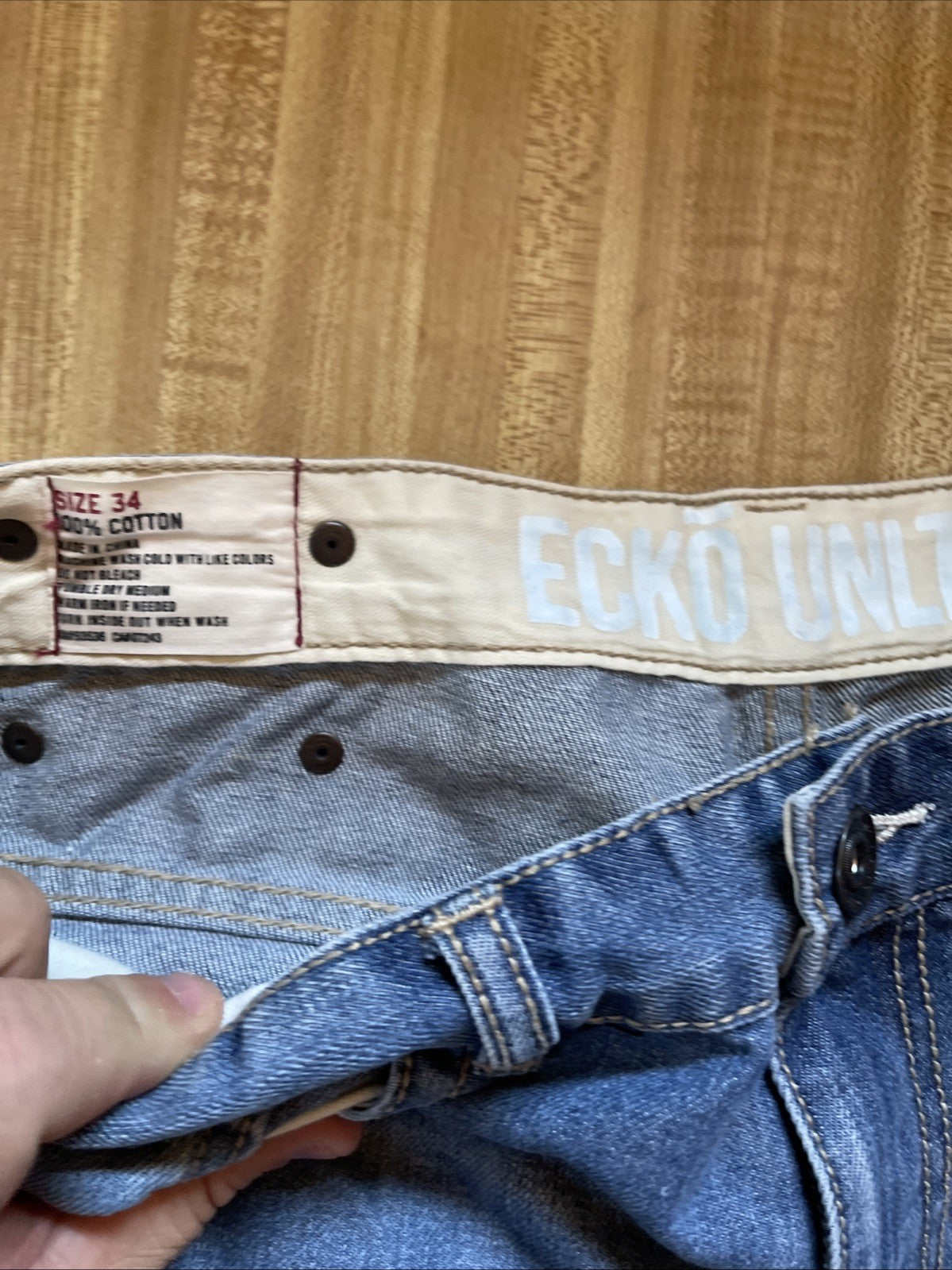 Vintage Y2K Baggy Wide Leg Ecko Jeans 34/32 Hiphop Streetwear 10 Inch Leg Open