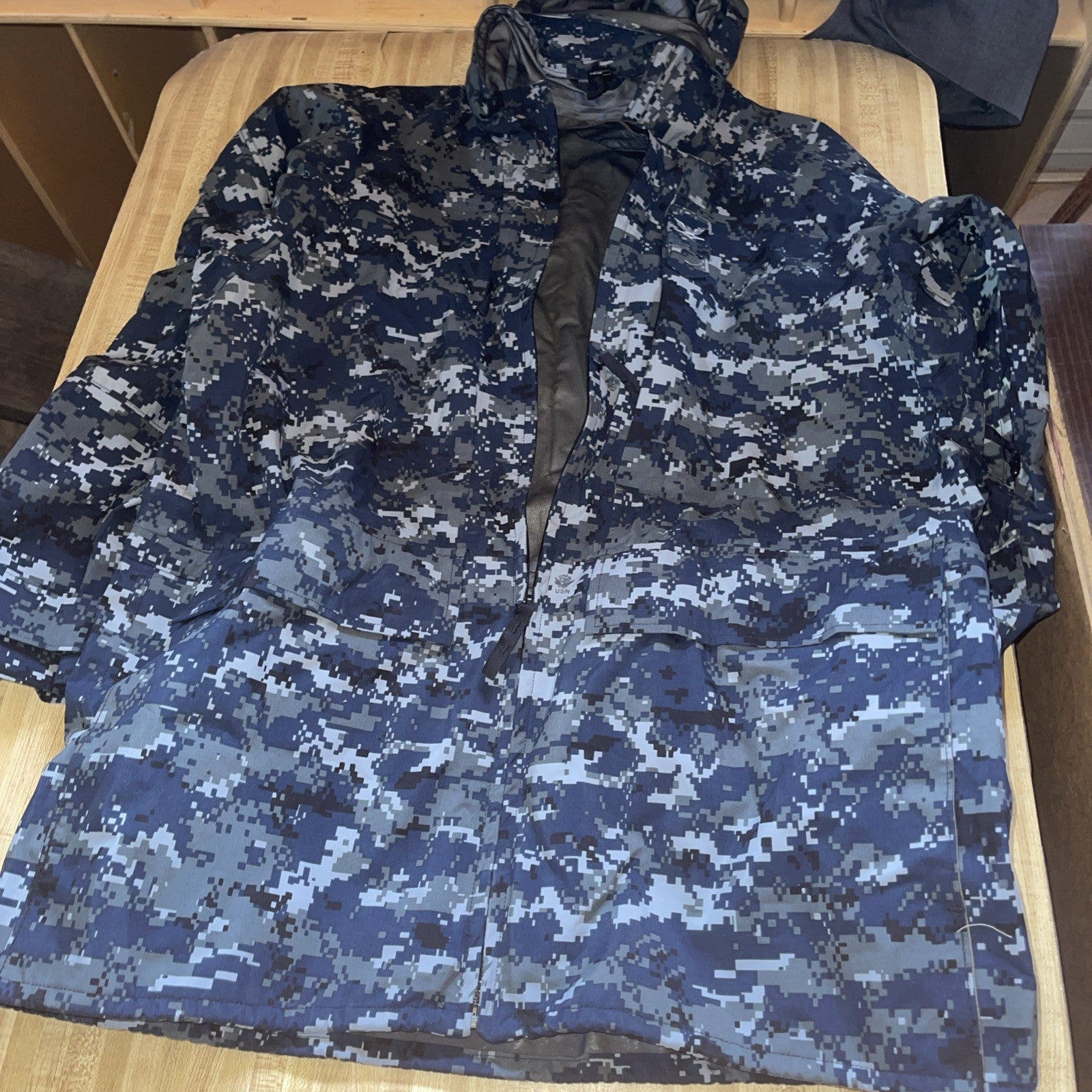 Blue Digital Camo Goretex Jacket Large X Long US Navy Issued