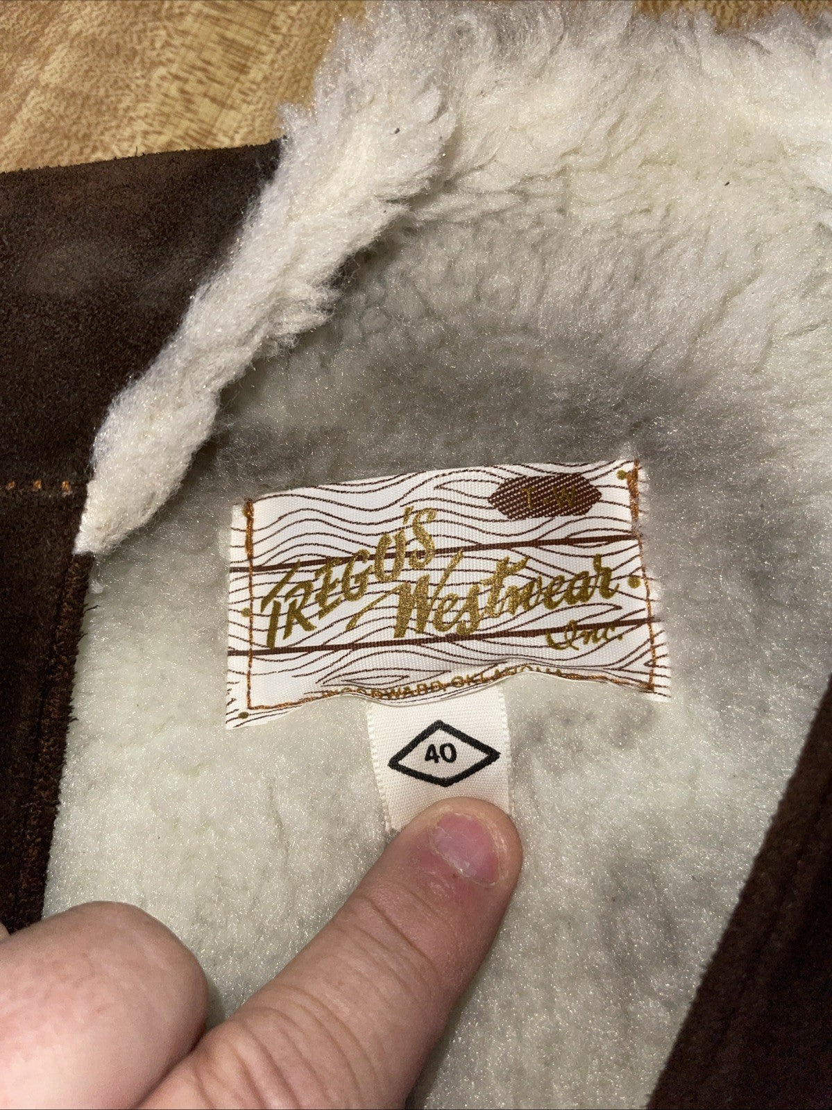 vintage tregos westwear Vest Leather Sherpa Lined 40