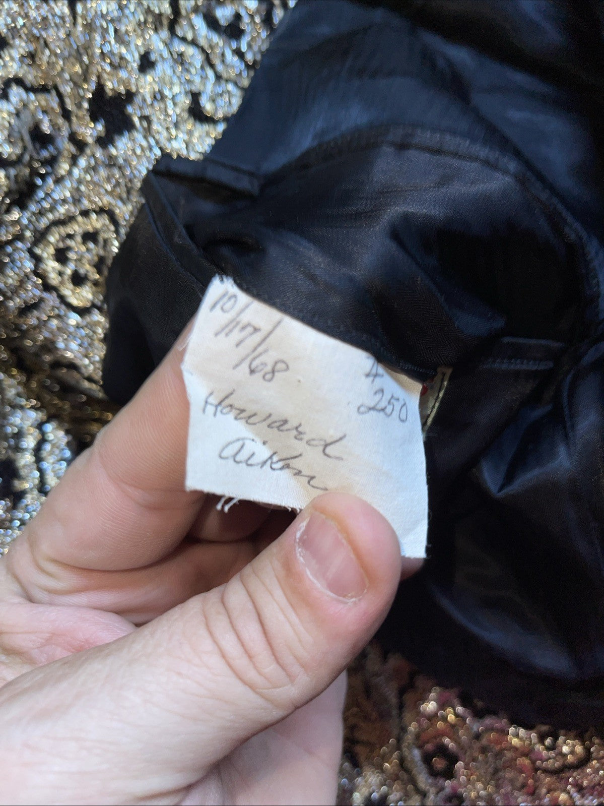 Vintage Globe Tailors Of Albuquerque NM Blazer Dated 10/17/68 