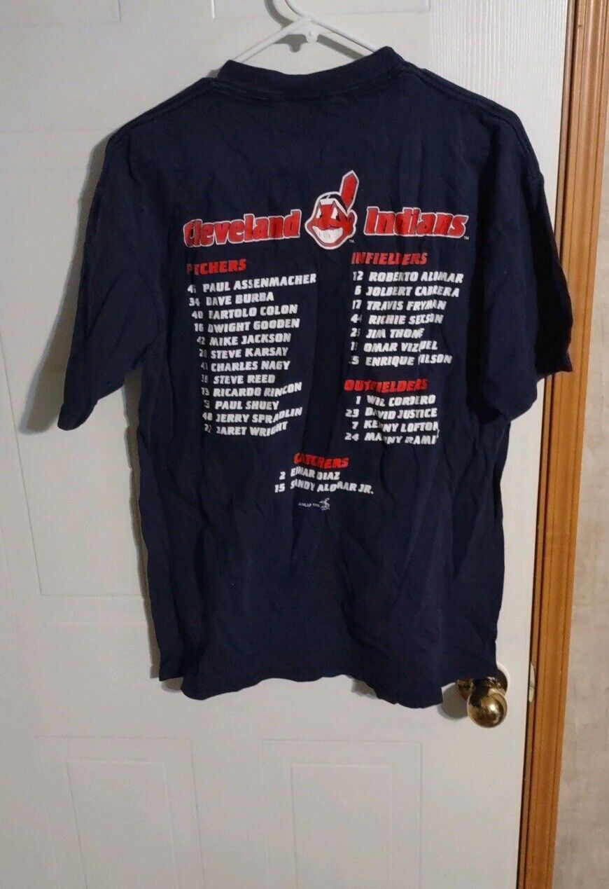 VTG 90s Cleveland Indians Mens L 1997 World Series Go Tribe T Shirt