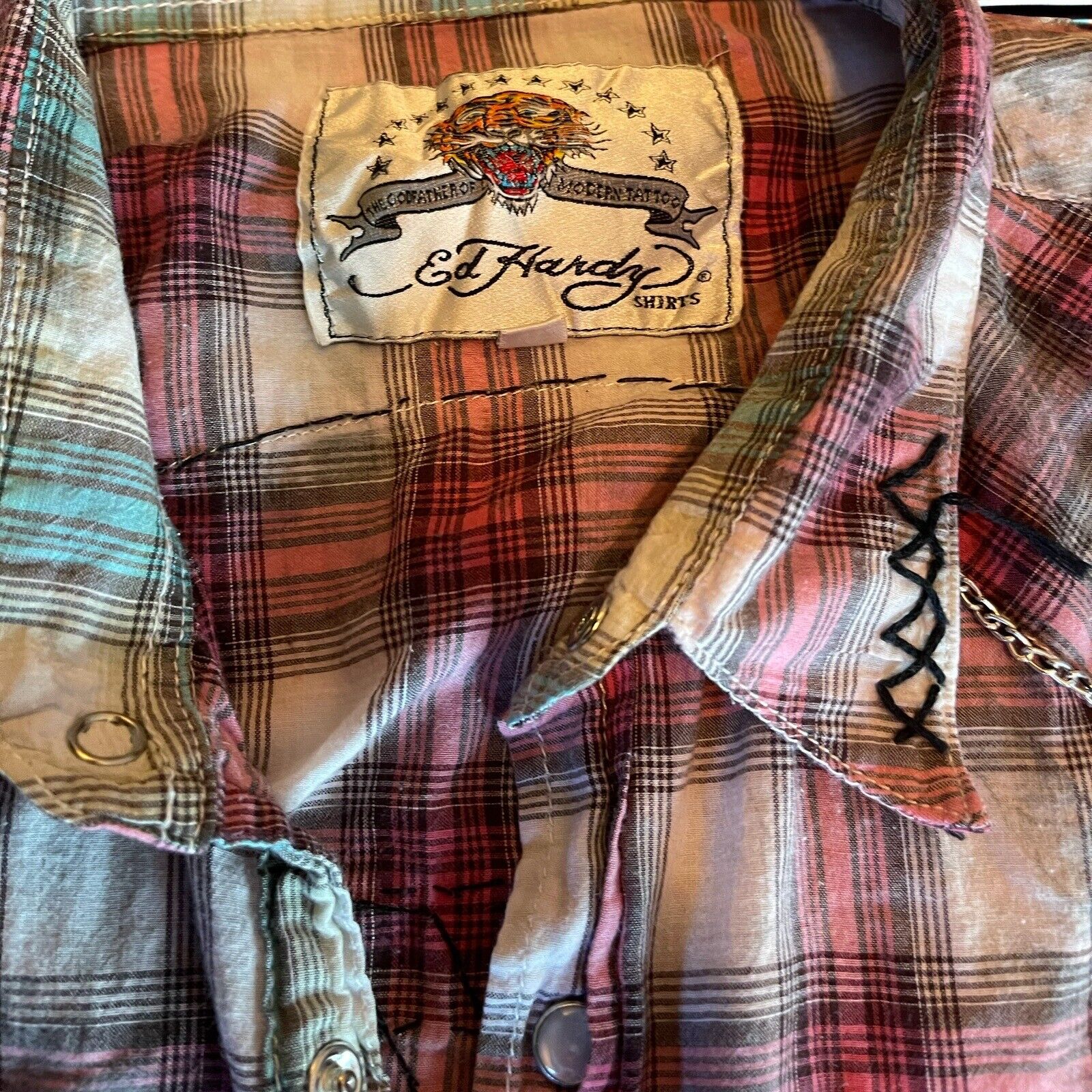 Ed Hardy Pearl Snap Shirt XL