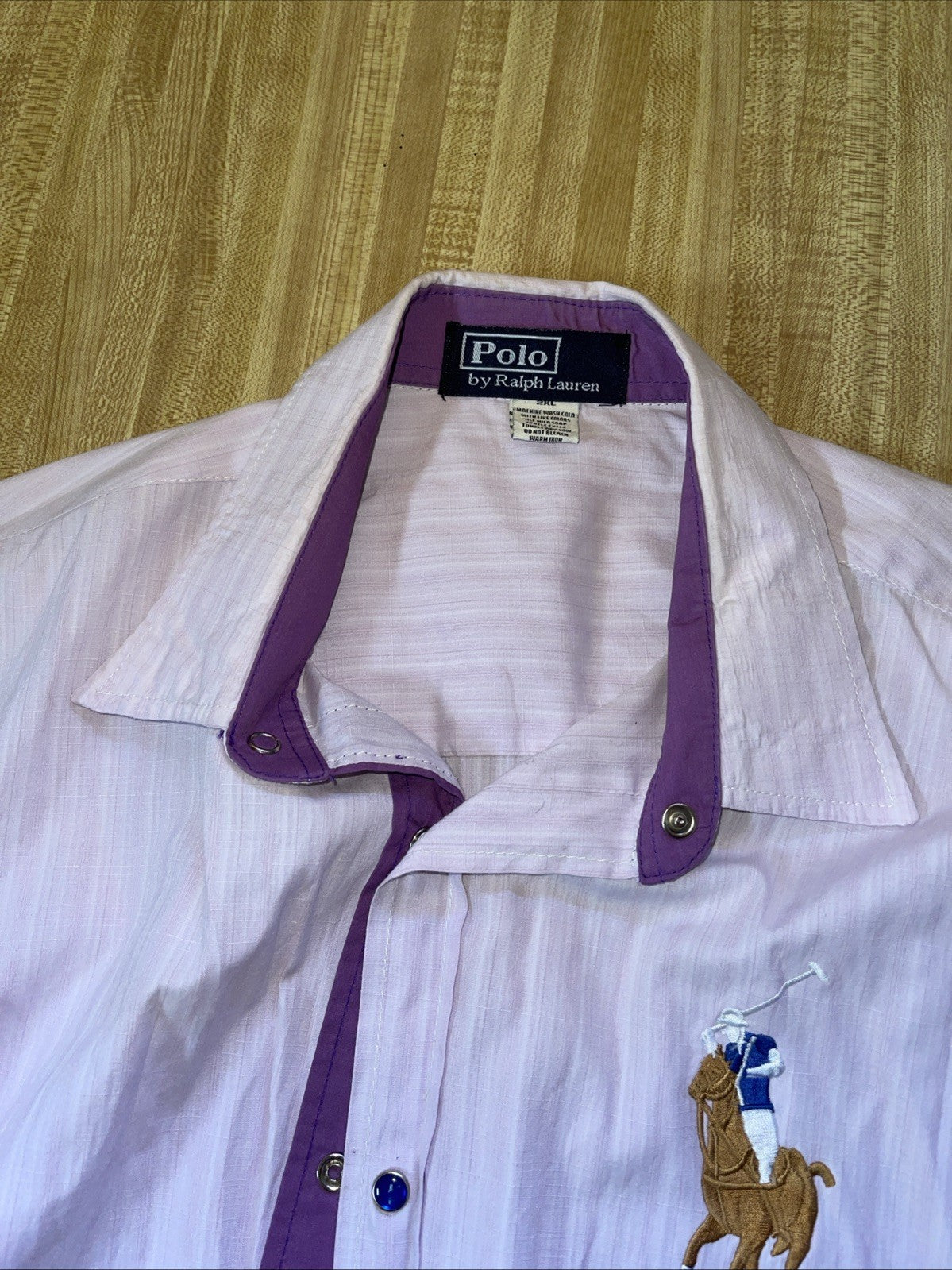 Vintage Polo Ralph Lauren Pearl Snap Big Pony 2XL 