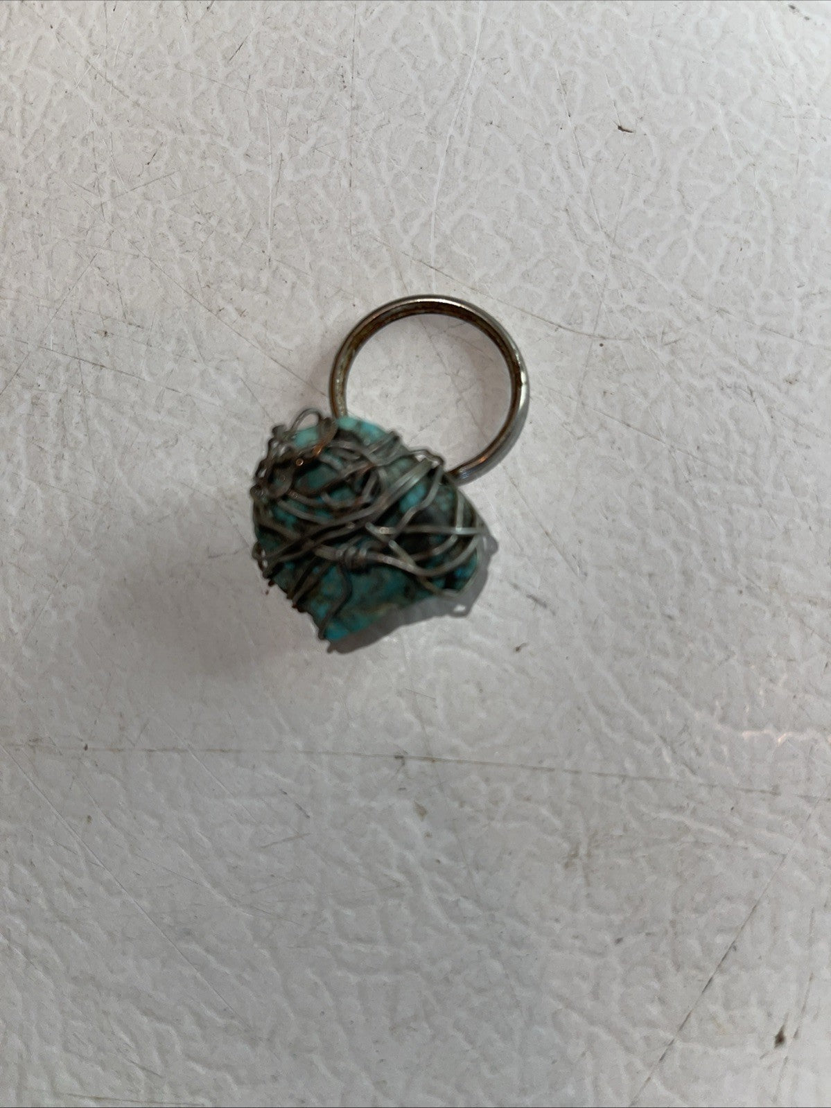 Silver And Raw Gem Keychain 