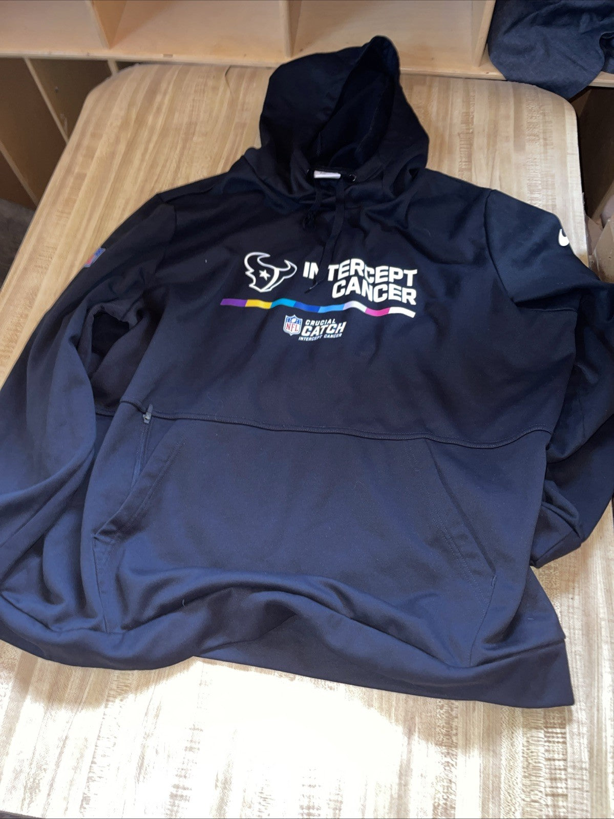Nike Therma Fit Intercept Cancer Hoodie Houston Texans Team Issued Worn By #56 
