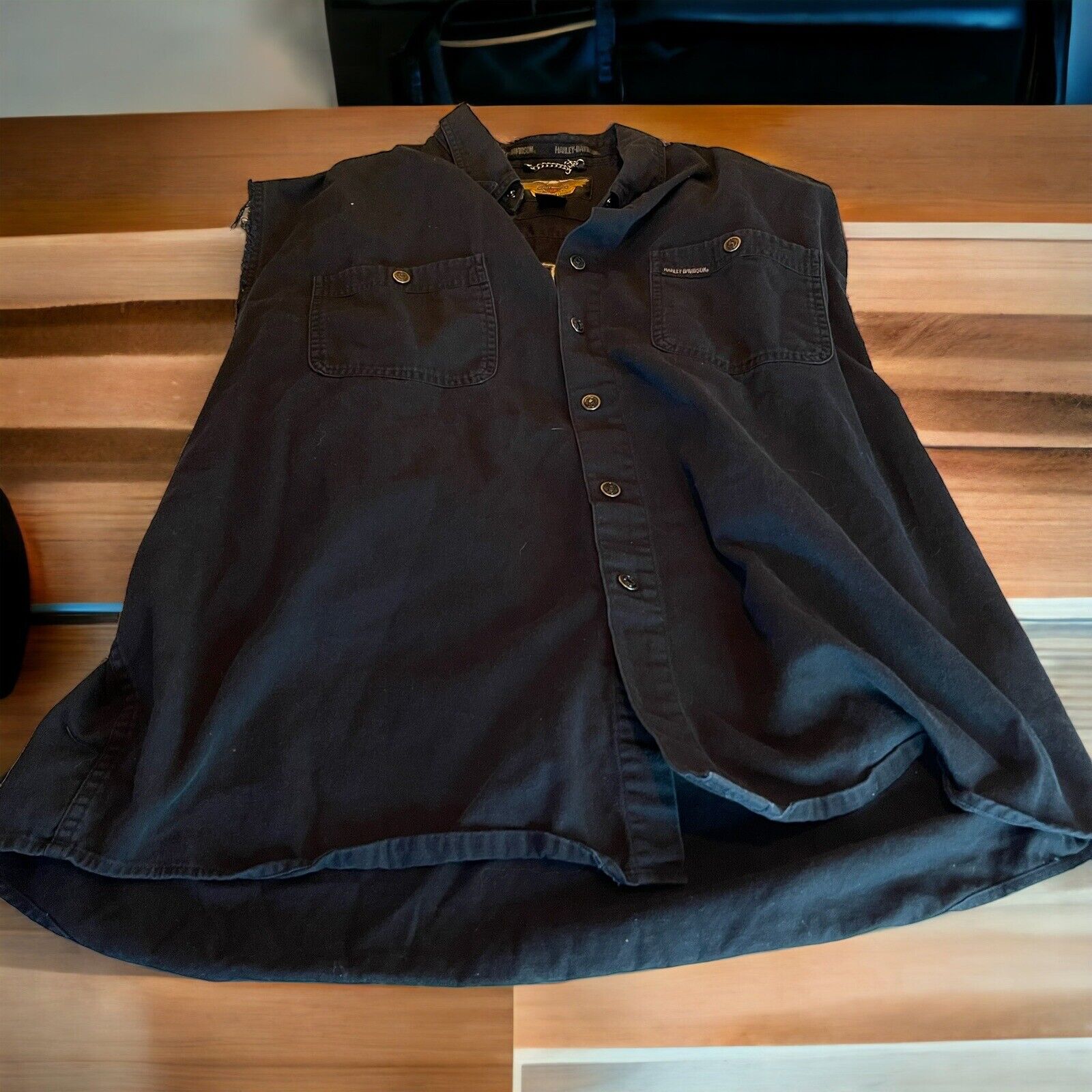 Harley Davidson Sleeveless Button Up Shirt XL