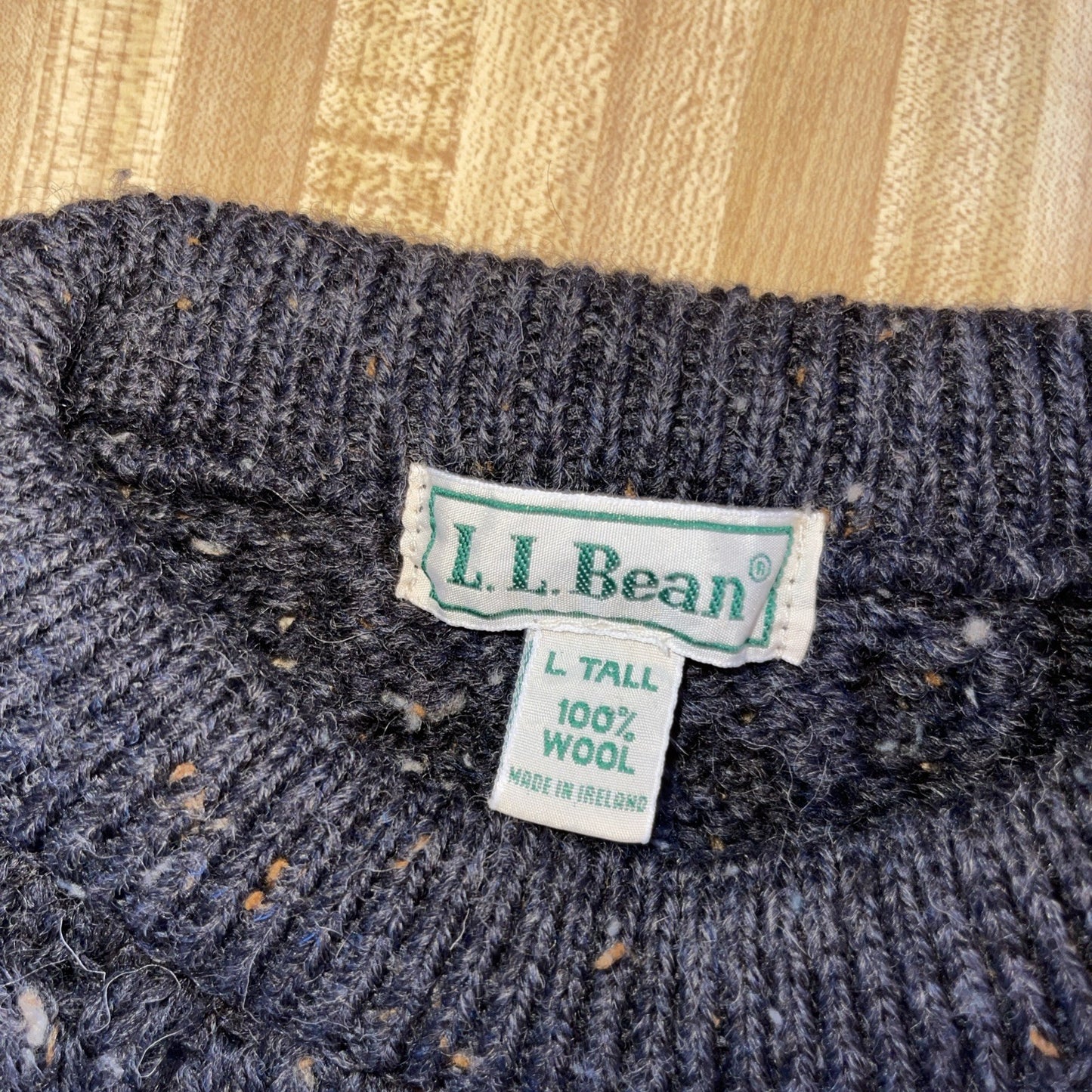 Vintage LL Bean Sweater Large Tall LT Thick Chunky Cableknit Heavy 