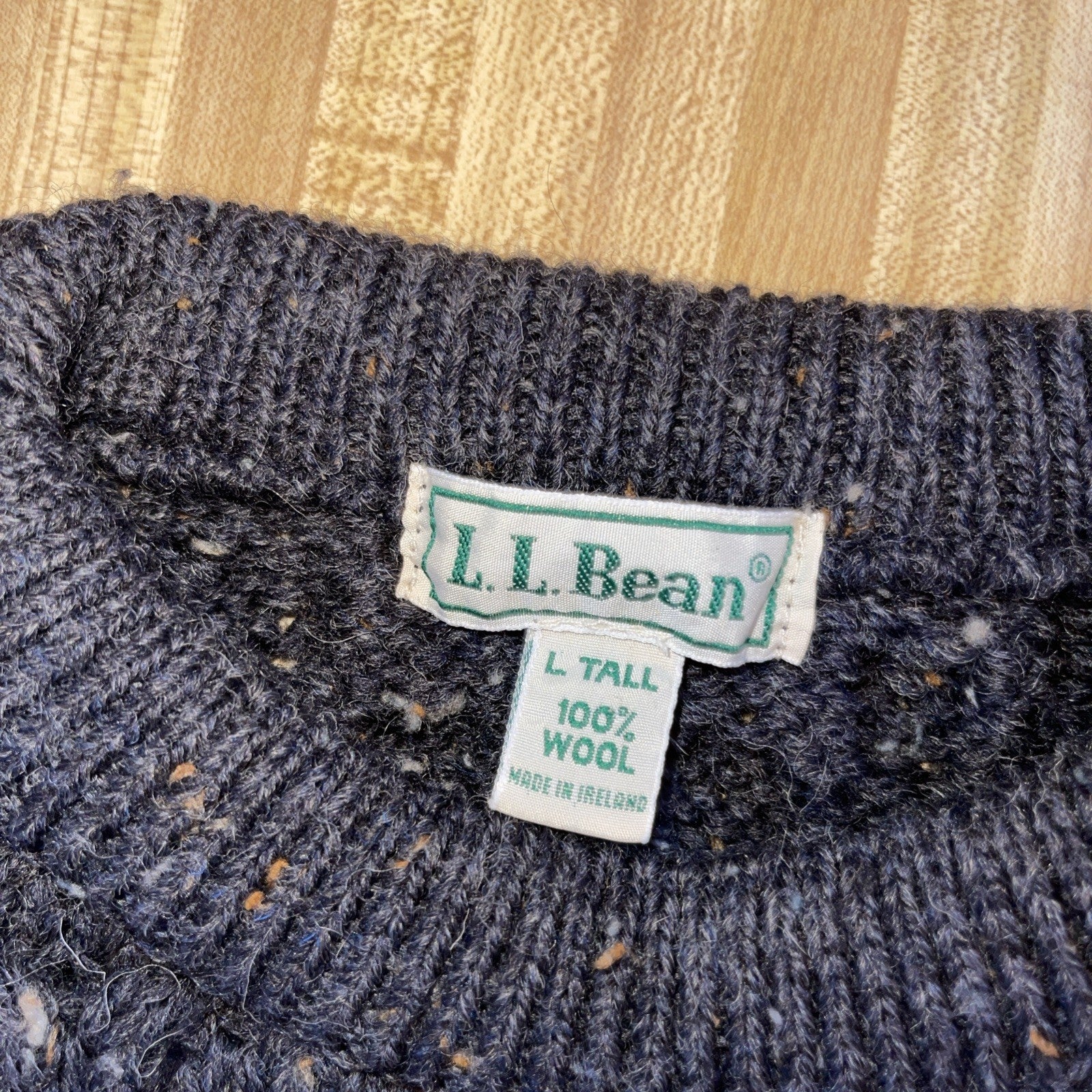 Vintage LL Bean Sweater Large Tall LT Thick Chunky Cableknit Heavy 