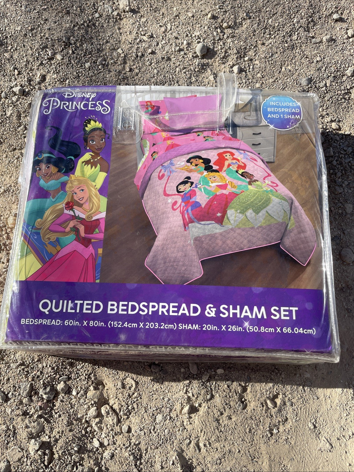Disney Princess Quilted Bedspread & Sham Set 60x80