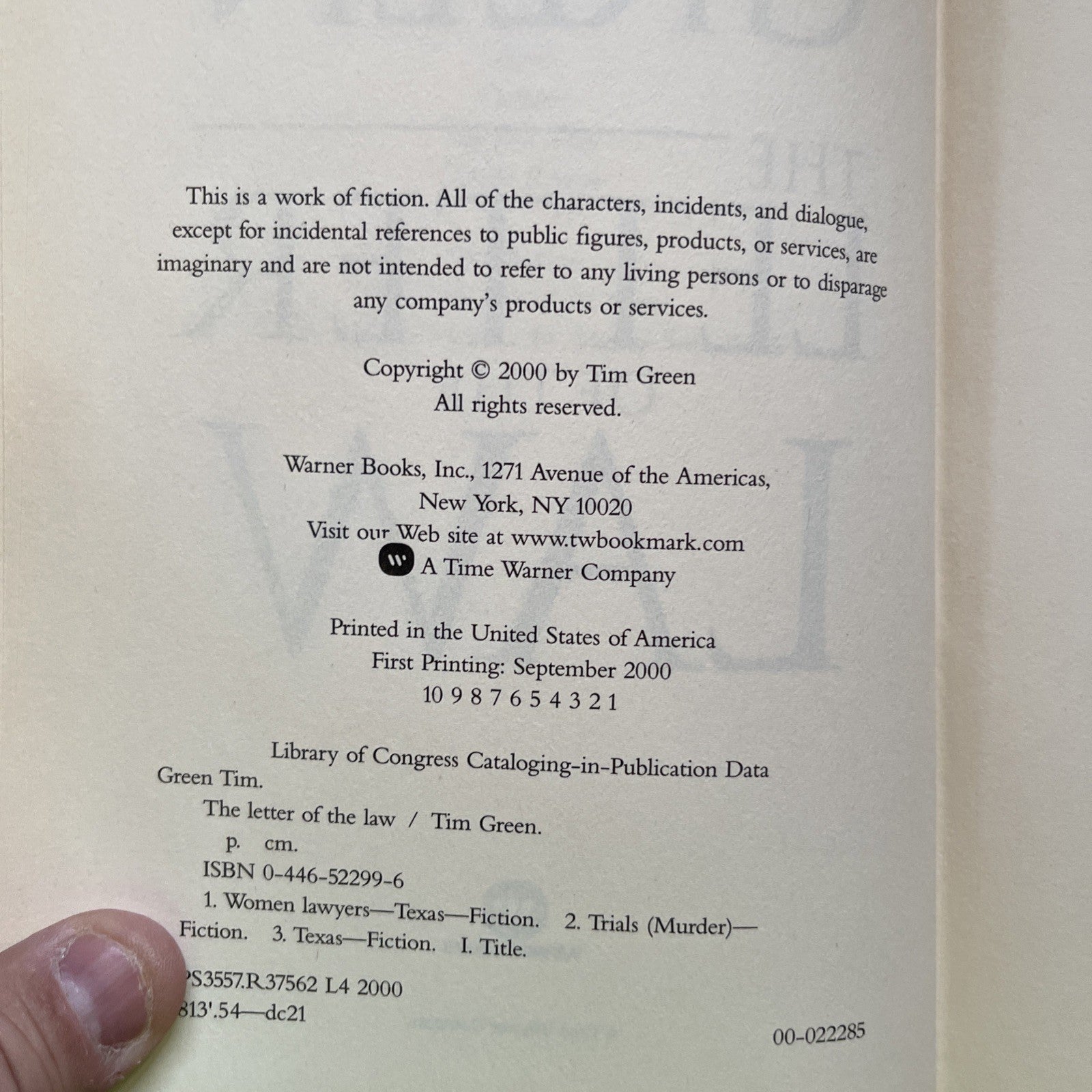 The Letter Of The Law Hardcover First Edition First Printing 